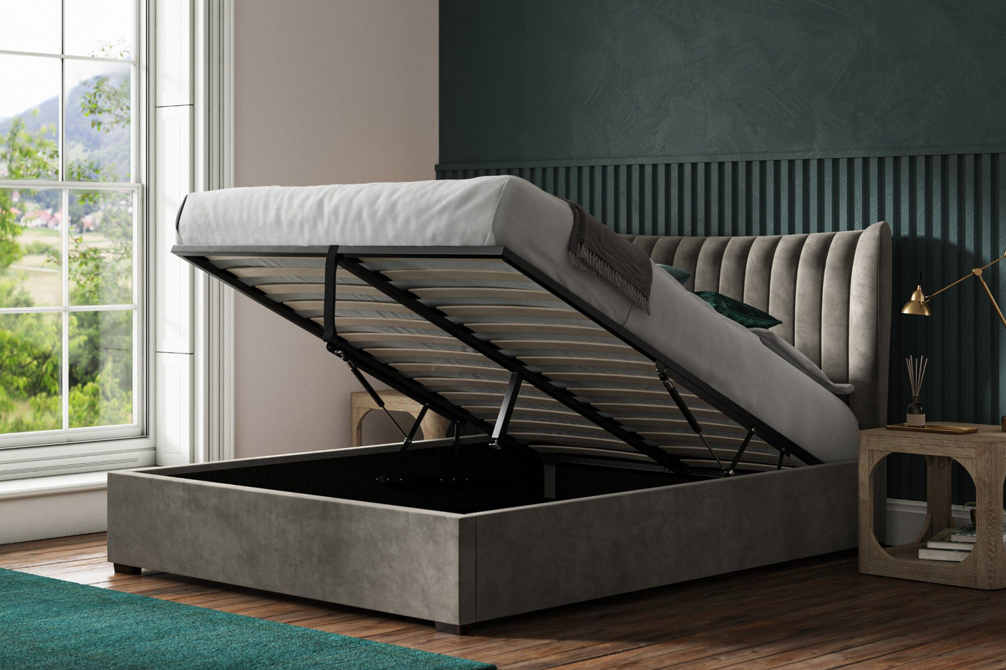 Harcourt Luxe Velvet Ottoman Bed