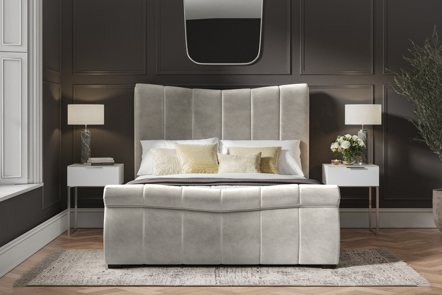 Velaria Ottoman Sleigh Design Storage Bed