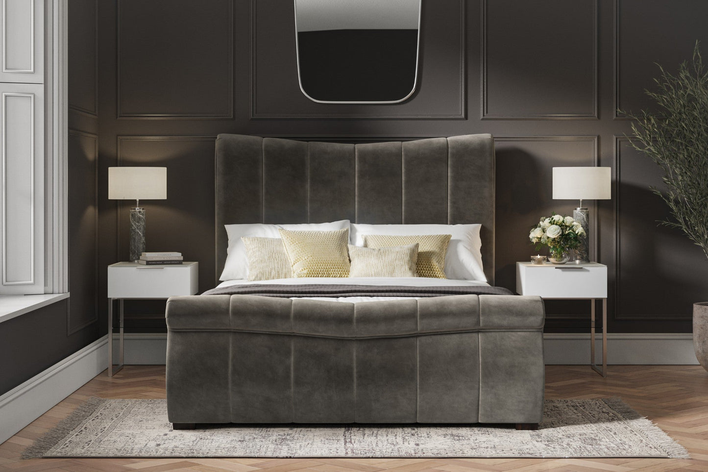 Velaria Ottoman Sleigh Design Storage Bed