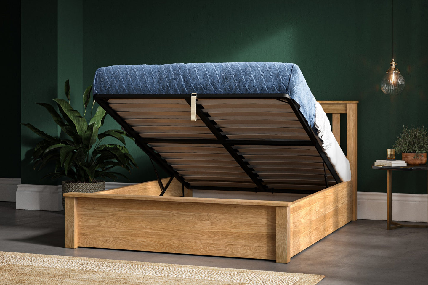 Monaco Luxury Solid Oak Ottoman Bed